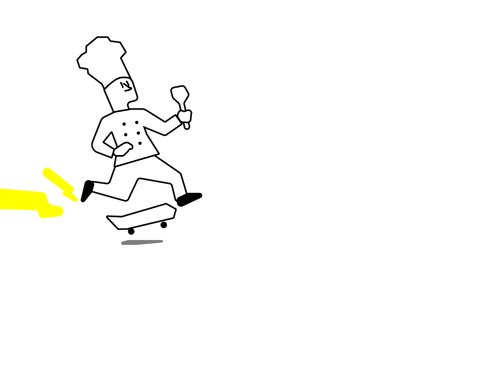 Chef on a skateboard representing personas