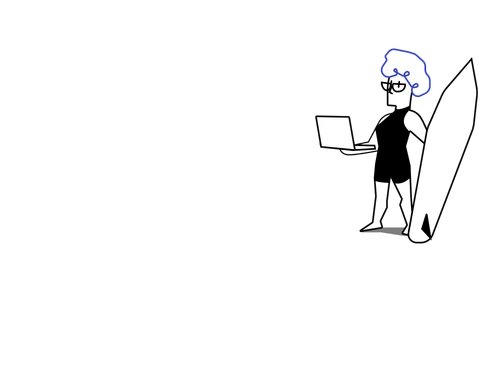 Surfer with laptop representing personas